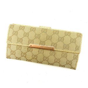 Auth Gucci Wallet Purse Long Wallet G Logos Beige… - image 1